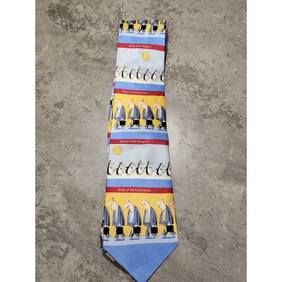 2007 American Greetings. Accountant, March of Penguins tie 100% silk 57” - Picture 1 of 4